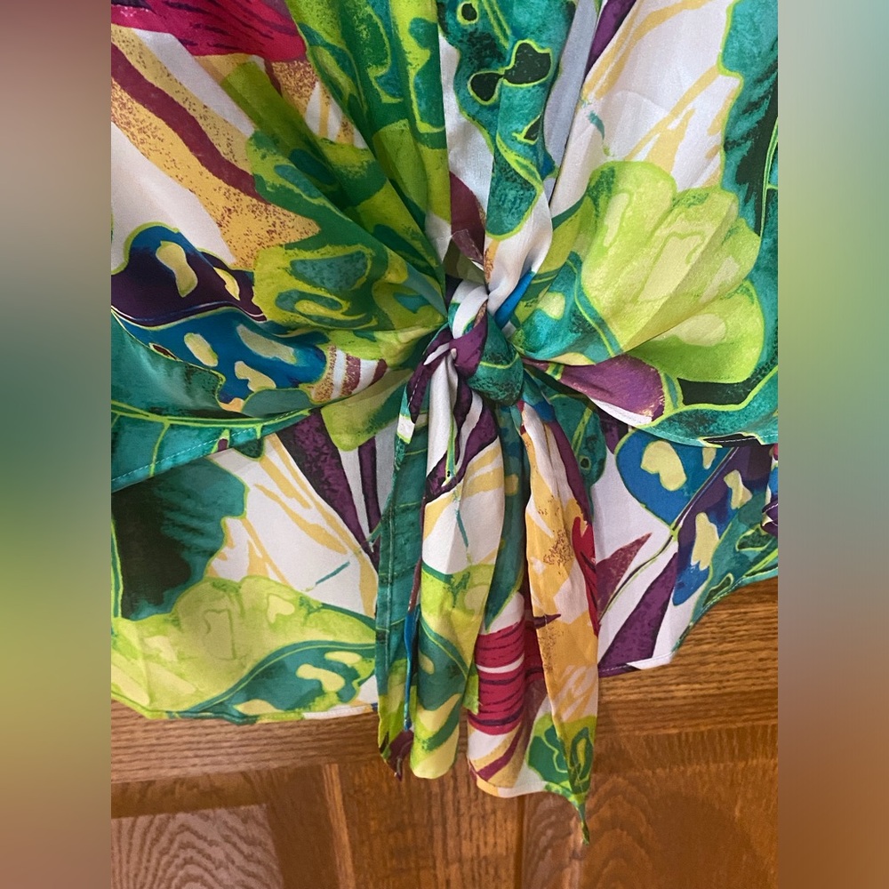 Chicos Colorful Jungle Tie-Front Tank Chicos size 0 - Picture 5 of 9